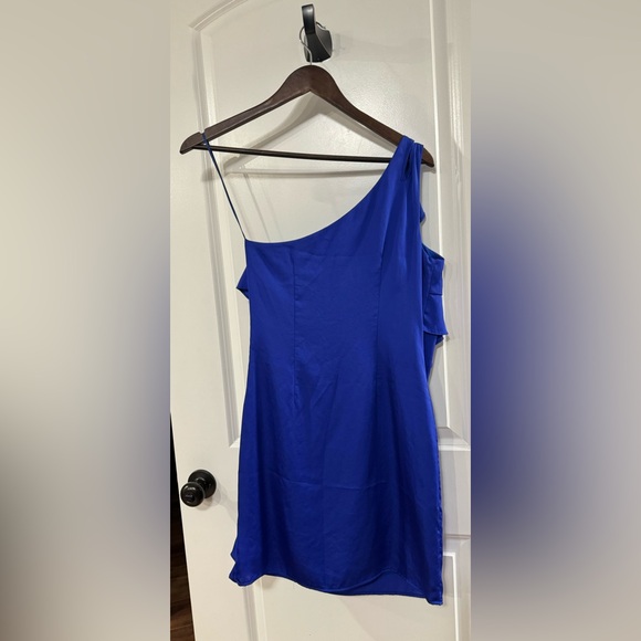 Collective Concepts Small Royal Blue One Shoulder Ruffle Dress. - Picture 2 of 5
